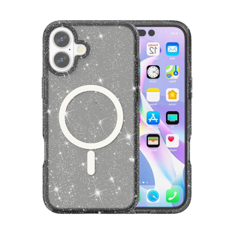 Terminator Style Glitter Powder MagSafe Magnetic Phone Case, For iPhone 16e, For iPhone 16 Pro Max, For iPhone 16 Pro, For iPhone 16 Plus, For iPhone 16, For iPhone 15 Pro Max