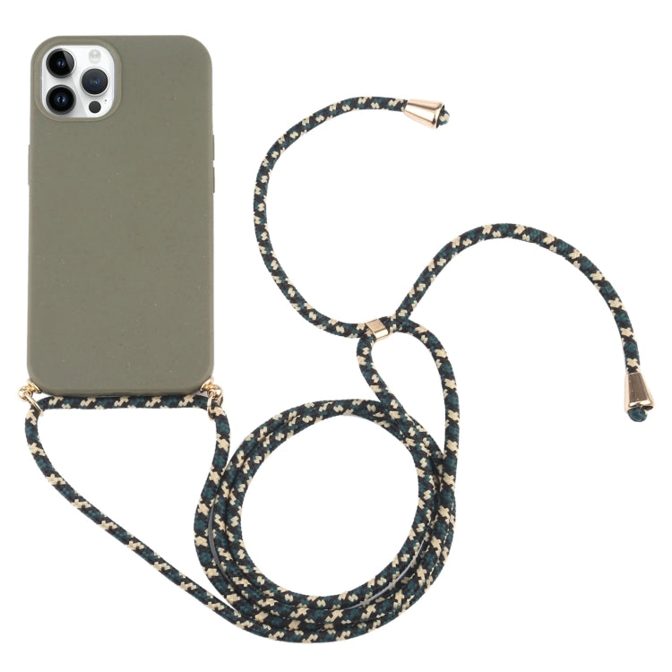 Wheat Straw TPU Shockproof Phone Case with Neck Lanyard, For iPhone 15 Pro Max, For iPhone 15 Pro, For iPhone 15 Plus, For iPhone 15