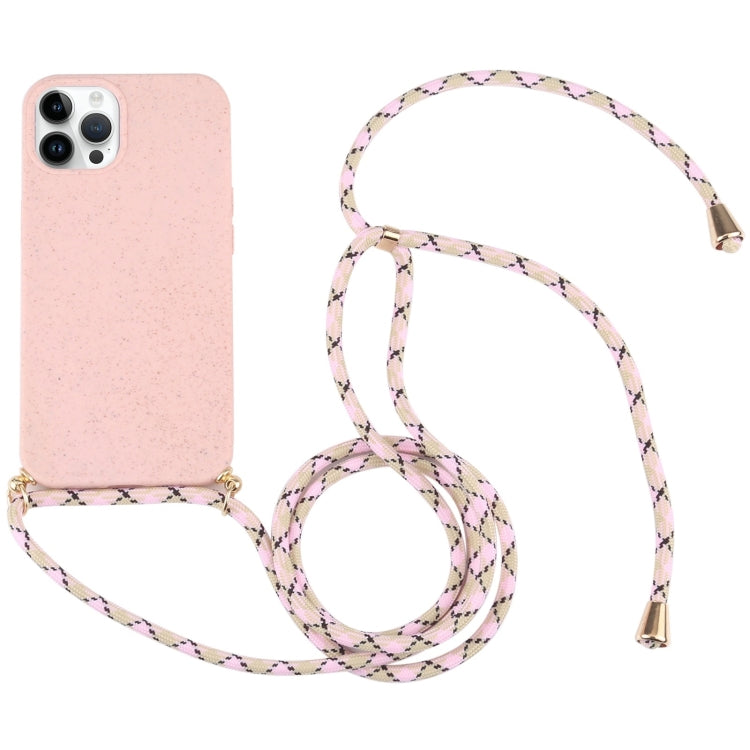 Wheat Straw TPU Shockproof Phone Case with Neck Lanyard, For iPhone 15 Pro Max, For iPhone 15 Pro, For iPhone 15 Plus, For iPhone 15