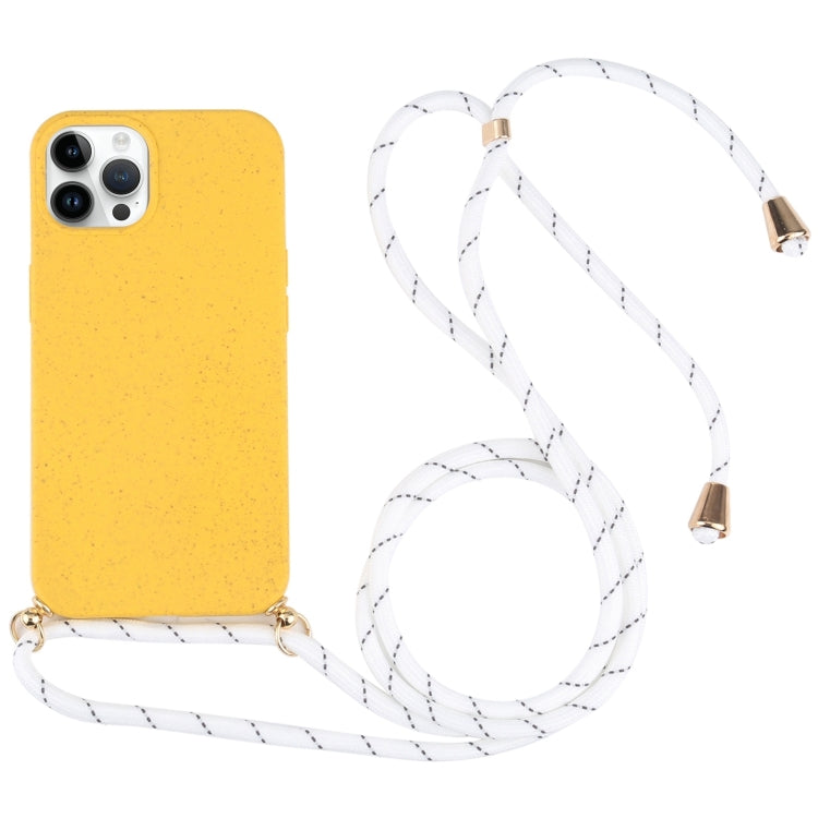 Wheat Straw TPU Shockproof Phone Case with Neck Lanyard, For iPhone 15 Pro Max, For iPhone 15 Pro, For iPhone 15 Plus, For iPhone 15