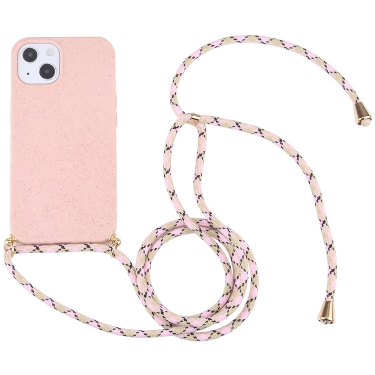 Wheat Straw TPU Shockproof Phone Case with Neck Lanyard, For iPhone 15 Pro Max, For iPhone 15 Pro, For iPhone 15 Plus, For iPhone 15