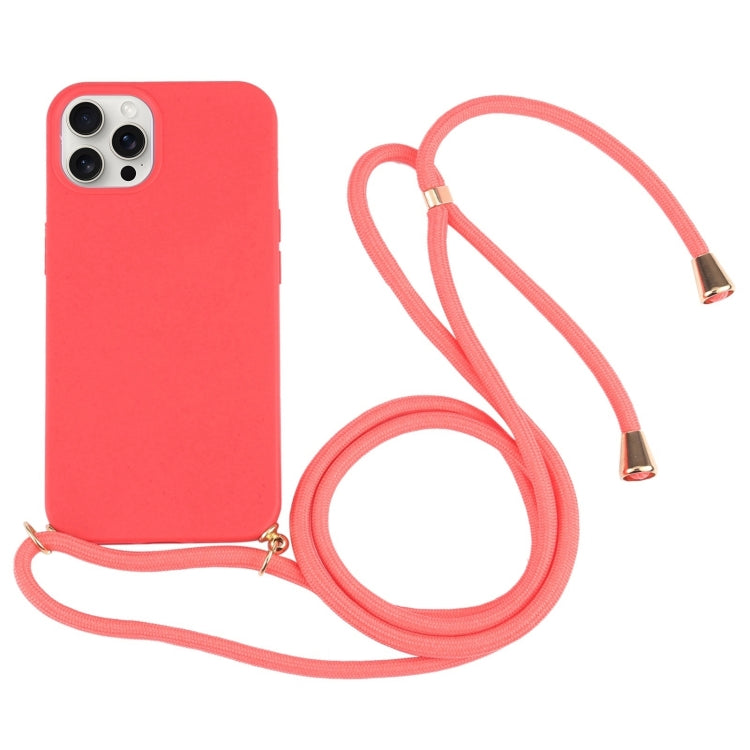 Wheat Straw TPU Shockproof Phone Case with Neck Lanyard, For iPhone 16 Pro Max, For iPhone 16 Pro, For iPhone 16 Plus, For iPhone 16