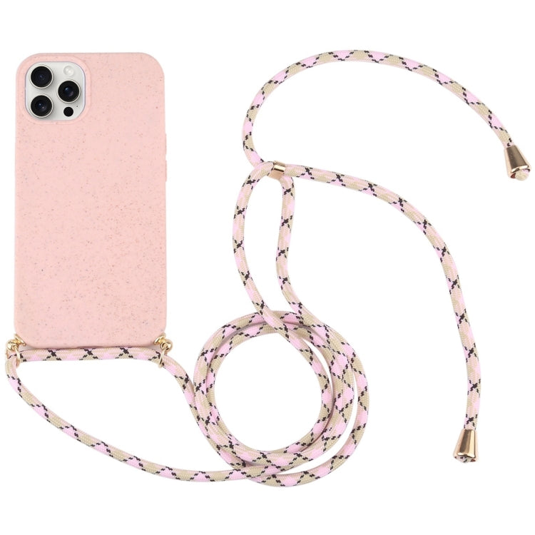 Wheat Straw TPU Shockproof Phone Case with Neck Lanyard, For iPhone 16 Pro Max, For iPhone 16 Pro, For iPhone 16 Plus, For iPhone 16