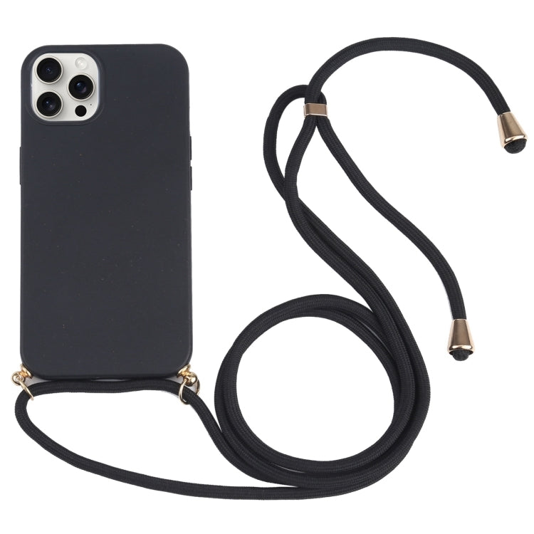 Wheat Straw TPU Shockproof Phone Case with Neck Lanyard, For iPhone 16 Pro Max, For iPhone 16 Pro, For iPhone 16 Plus, For iPhone 16