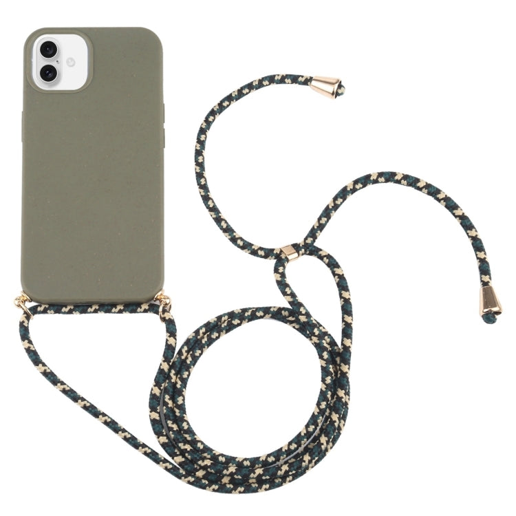 Wheat Straw TPU Shockproof Phone Case with Neck Lanyard, For iPhone 16 Pro Max, For iPhone 16 Pro, For iPhone 16 Plus, For iPhone 16