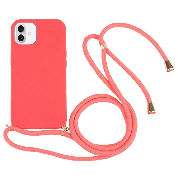 Wheat Straw TPU Shockproof Phone Case with Neck Lanyard, For iPhone 16 Pro Max, For iPhone 16 Pro, For iPhone 16 Plus, For iPhone 16