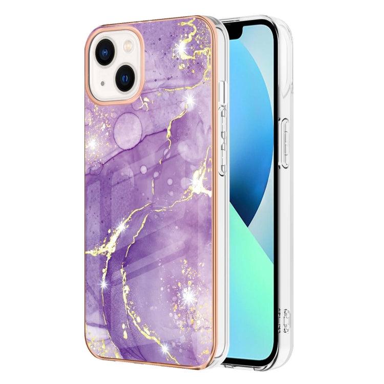 Electroplating Marble Pattern Dual-side IMD TPU Shockproof Phone Case, For iPhone 15 Pro, For iPhone 15 Plus, For iPhone 15