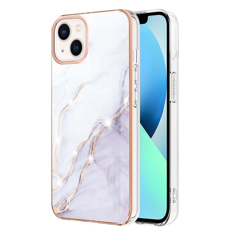 Electroplating Marble Pattern Dual-side IMD TPU Shockproof Phone Case, For iPhone 15 Pro, For iPhone 15 Plus, For iPhone 15