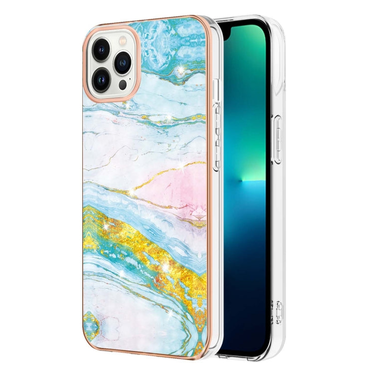 Electroplating Marble Pattern Dual-side IMD TPU Shockproof Phone Case, For iPhone 15 Pro, For iPhone 15 Plus, For iPhone 15