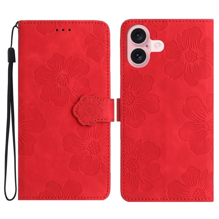 Flower Embossing Pattern Leather Phone Case, For iPhone 16e, For iPhone 16 Pro Max, For iPhone 16 Pro, For iPhone 16 Plus, For iPhone 16, For iPhone 15 Pro Max