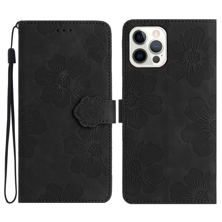 Flower Embossing Pattern Leather Phone Case, For iPhone 16e, For iPhone 16 Pro Max, For iPhone 16 Pro, For iPhone 16 Plus, For iPhone 16, For iPhone 15 Pro Max