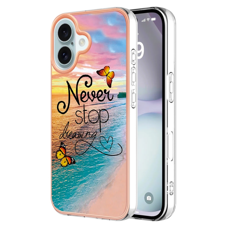 Electroplating Pattern IMD TPU Shockproof Case, For iPhone 16 Pro Max, For iPhone 16 Pro, For iPhone 16 Plus, For iPhone 16, For iPhone 15 Pro Max