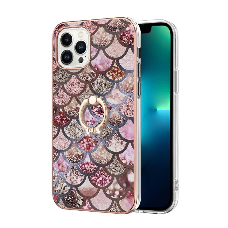 Electroplating Pattern IMD TPU Shockproof Case with Rhinestone Ring Holder, For iPhone 16 Pro Max, For iPhone 16 Pro, For iPhone 16 Plus, For iPhone 16, For iPhone 15 Pro Max