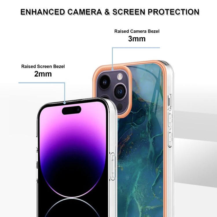 Electroplating Marble Dual-side IMD Phone Case, For iPhone 15 Pro, For iPhone 15 Plus, For iPhone 15