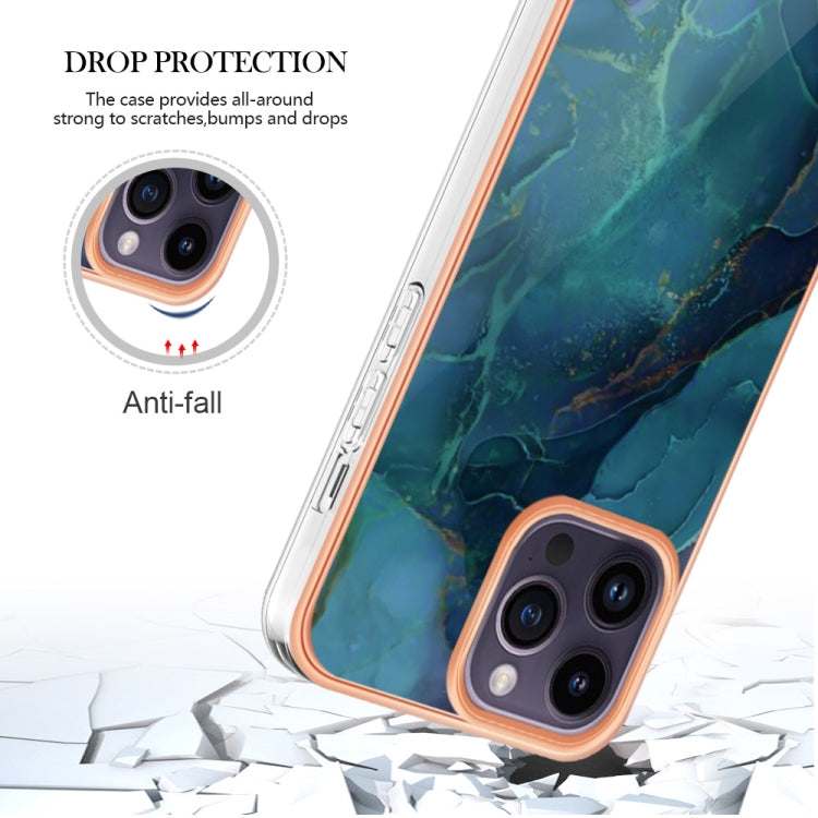 Electroplating Marble Dual-side IMD Phone Case, For iPhone 15 Pro, For iPhone 15 Plus, For iPhone 15