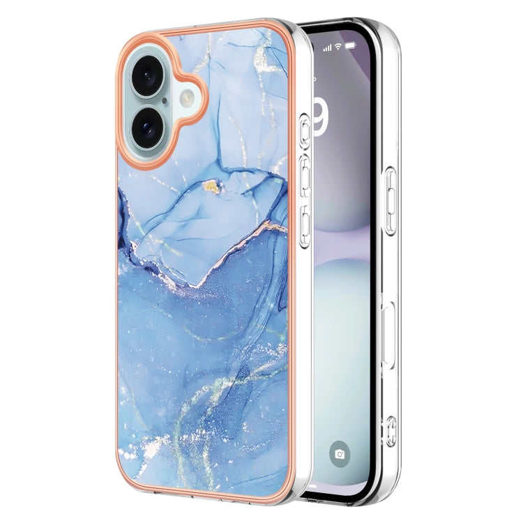 Electroplating Marble Dual-side IMD Phone Case, For iPhone 16 Pro Max, For iPhone 16 Pro, For iPhone 16 Plus, For iPhone 16, For iPhone 15 Pro Max