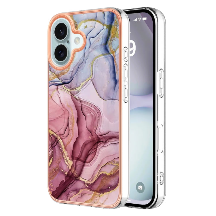 Electroplating Marble Dual-side IMD Phone Case, For iPhone 16 Pro Max, For iPhone 16 Pro, For iPhone 16 Plus, For iPhone 16, For iPhone 15 Pro Max