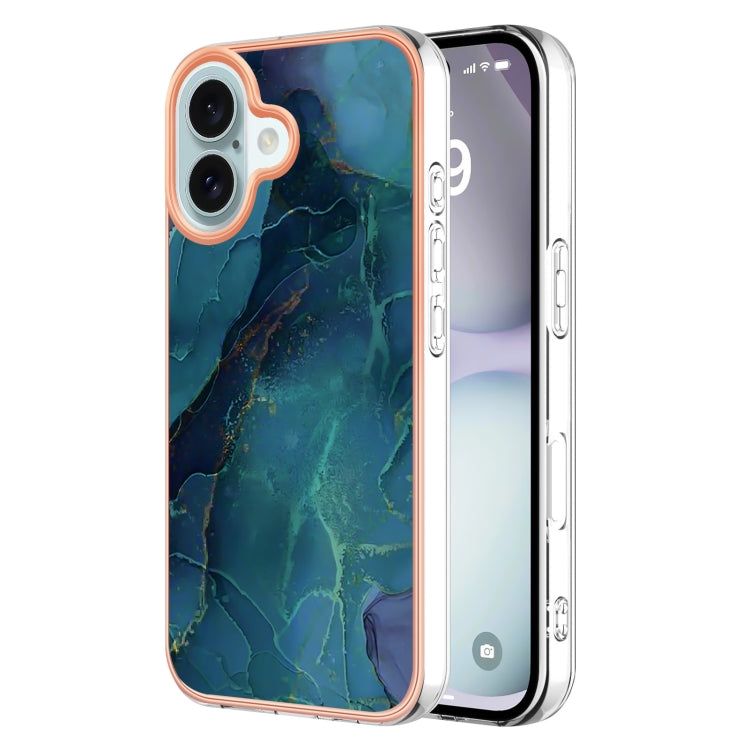 Electroplating Marble Dual-side IMD Phone Case, For iPhone 16 Pro Max, For iPhone 16 Pro, For iPhone 16 Plus, For iPhone 16, For iPhone 15 Pro Max