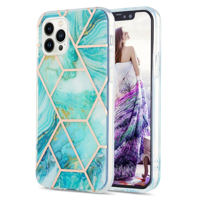 Electroplating Splicing Marble Flower Pattern Dual-side IMD TPU Shockproof Phone Case, For iPhone 16 Pro Max, For iPhone 16 Pro, For iPhone 16 Plus, For iPhone 16, For iPhone 15 Pro Max