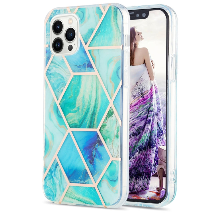 Electroplating Splicing Marble Flower Pattern Dual-side IMD TPU Shockproof Phone Case, For iPhone 16 Pro Max, For iPhone 16 Pro, For iPhone 16 Plus, For iPhone 16, For iPhone 15 Pro Max