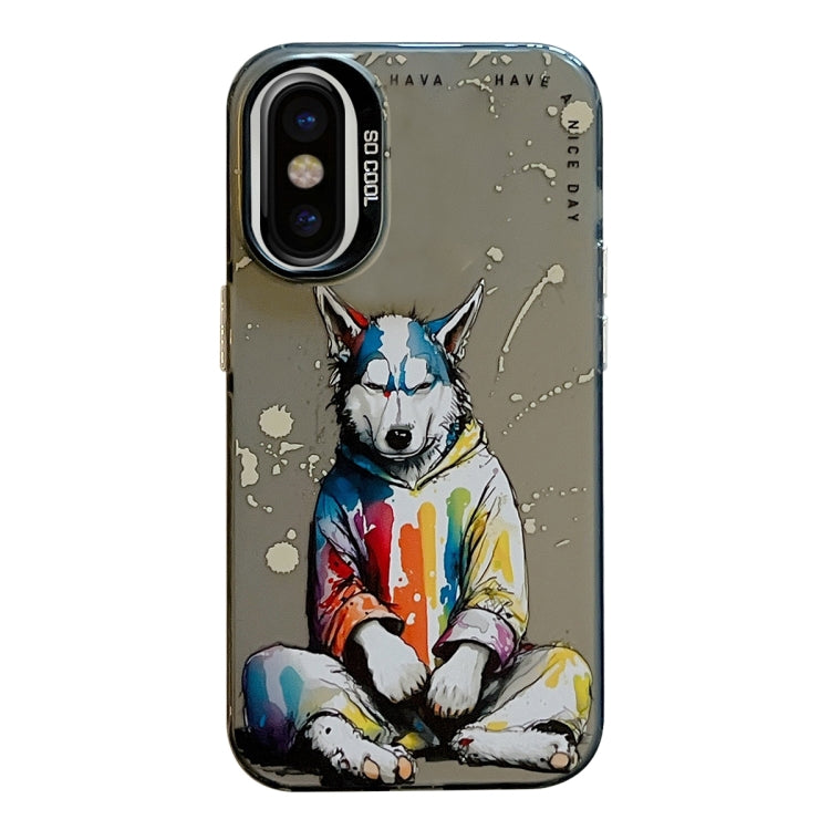 Animal Pattern Oil Painting Series PC + TPU Phone Case, For iPhone X / XS