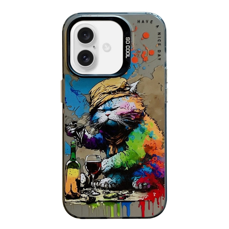 Animal Pattern Oil Painting Series PC + TPU Phone Case, For iPhone 16 Plus