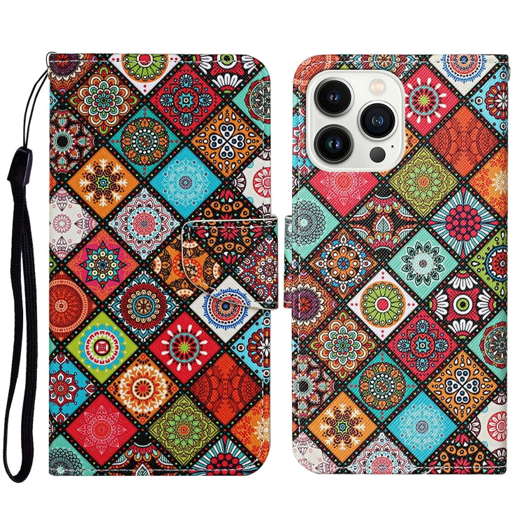 3D Colored Drawing Flip Leather Phone Case, For iPhone 15 Pro Max