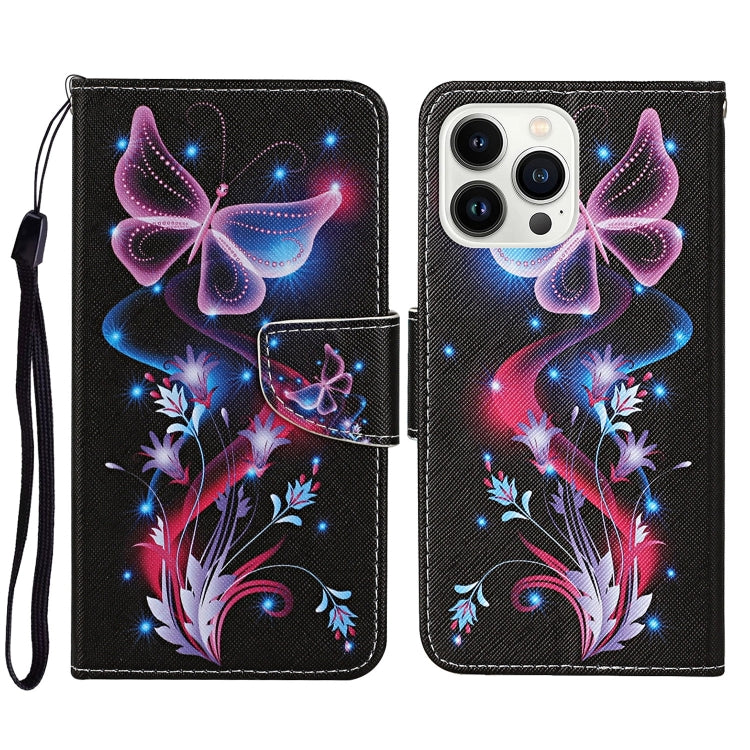 3D Colored Drawing Flip Leather Phone Case, For iPhone 15 Pro