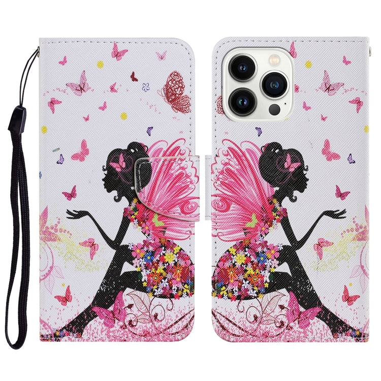 3D Colored Drawing Flip Leather Phone Case, For iPhone 15 Pro