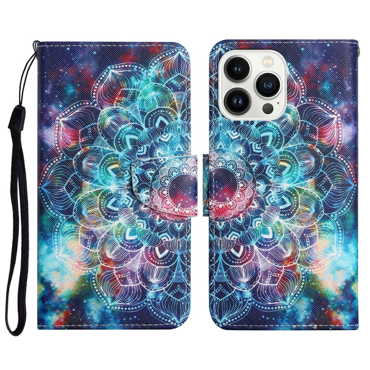 3D Colored Drawing Flip Leather Phone Case, For iPhone 15 Pro