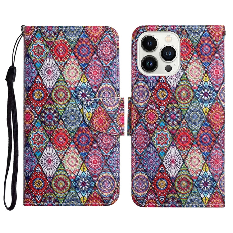 3D Colored Drawing Flip Leather Phone Case, For iPhone 15 Pro