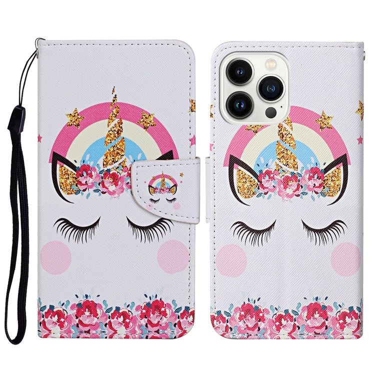 3D Colored Drawing Flip Leather Phone Case, For iPhone 15 Pro