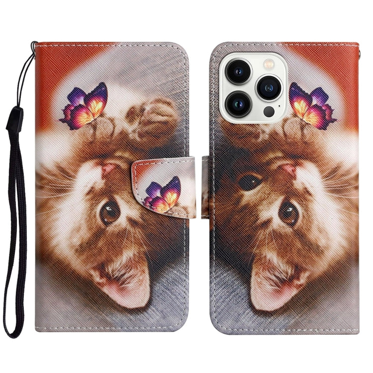 3D Colored Drawing Flip Leather Phone Case, For iPhone 16 Pro Max