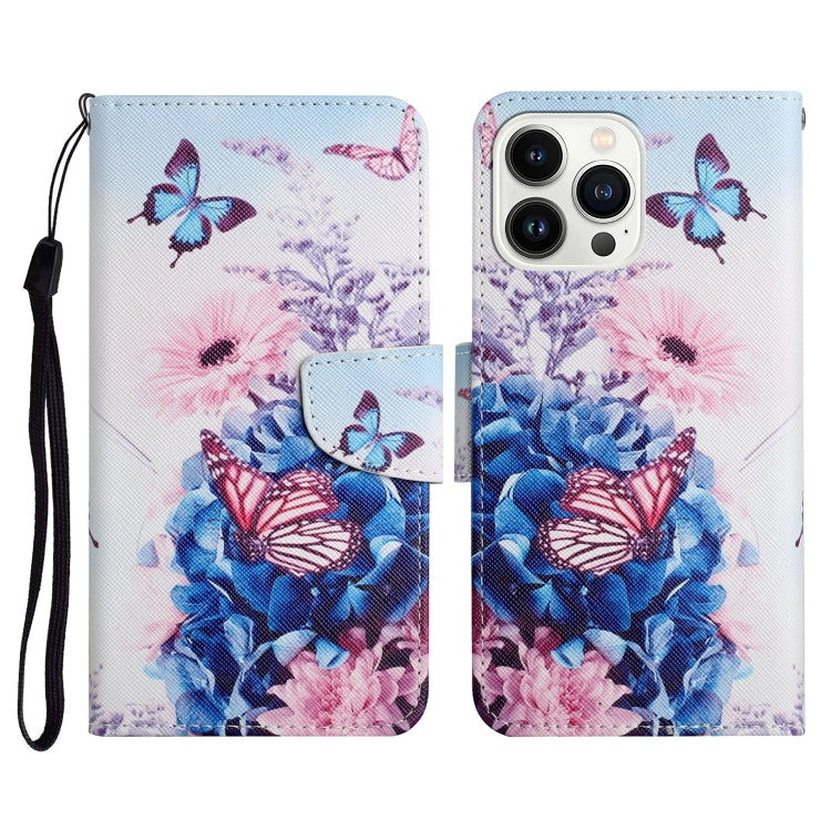 3D Colored Drawing Flip Leather Phone Case, For iPhone 16 Pro