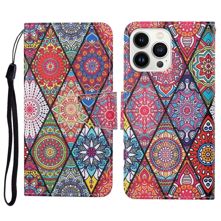 3D Colored Drawing Flip Leather Phone Case, For iPhone 16 Pro