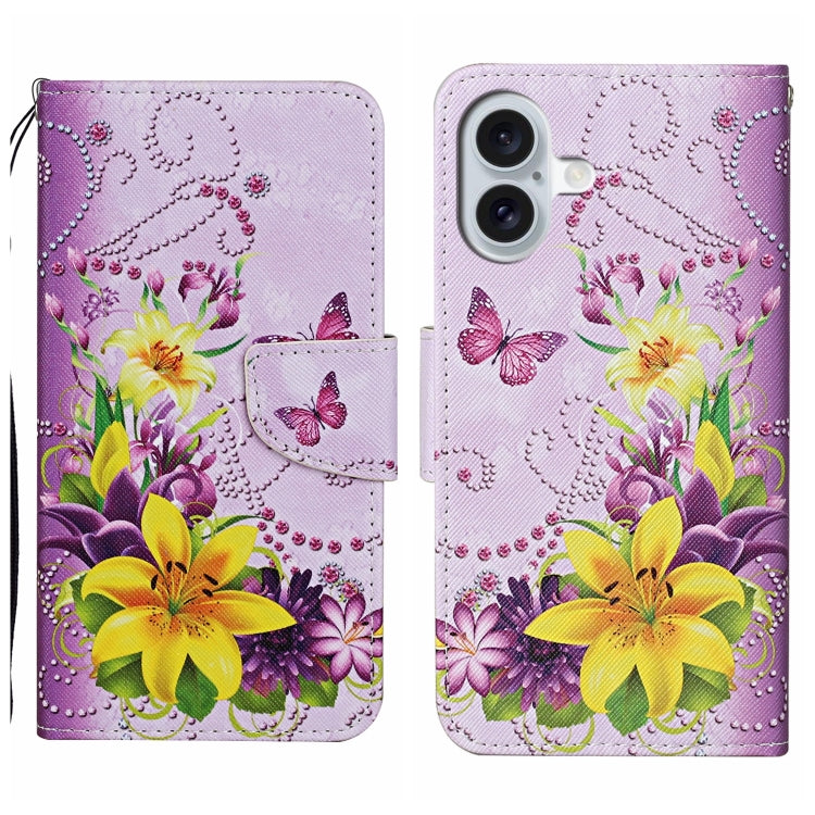 3D Colored Drawing Flip Leather Phone Case, For iPhone 16 Plus