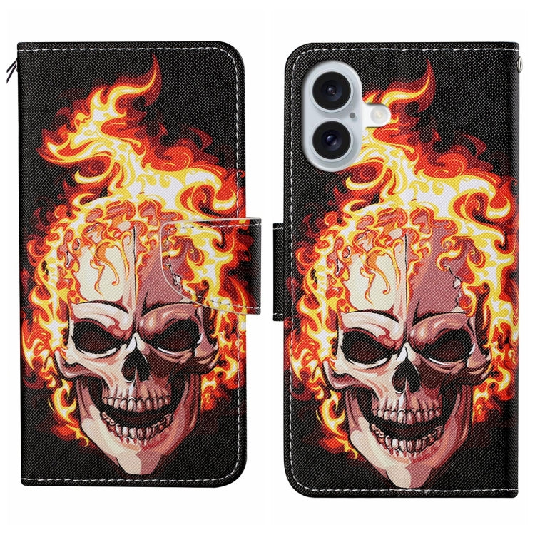 3D Colored Drawing Flip Leather Phone Case, For iPhone 16 Plus