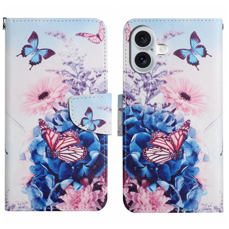 3D Colored Drawing Flip Leather Phone Case, For iPhone 16 Plus