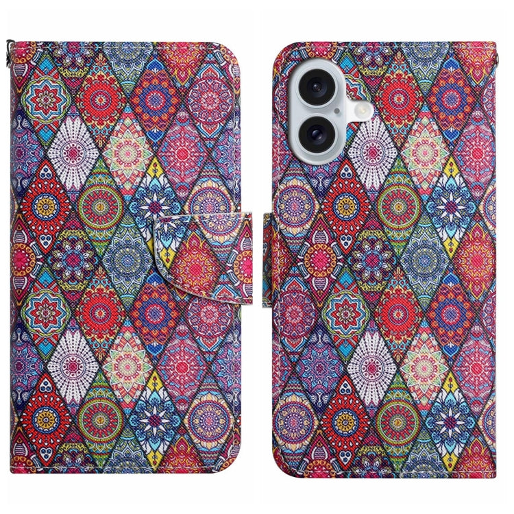 3D Colored Drawing Flip Leather Phone Case, For iPhone 16 Plus