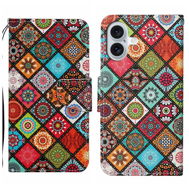 3D Colored Drawing Flip Leather Phone Case, For iPhone 16