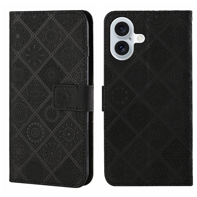 Ethnic Style Embossed Pattern Leather Phone Case, For iPhone 16 Pro Max, For iPhone 16 Pro, For iPhone 16 Plus, For iPhone 16