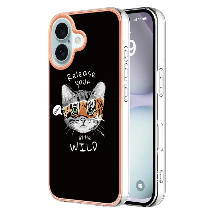 Electroplating Marble Dual-side IMD Phone Case, For iPhone 16 Pro Max, For iPhone 16 Pro, For iPhone 16 Plus, For iPhone 16