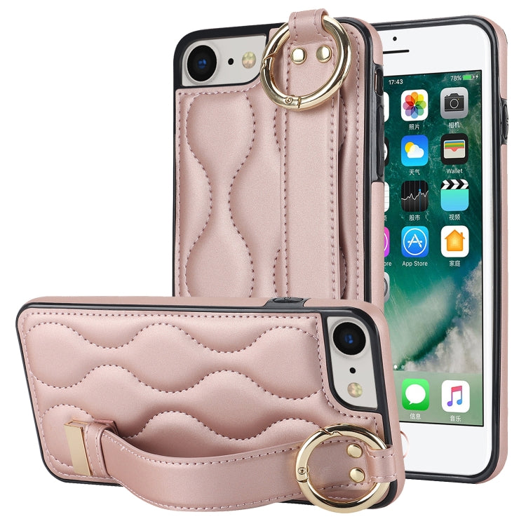 Non-slip Full Coverage Ring PU Phone Case with Wristband, For iPhone XS Max, For iPhone 7 Plus / 8 Plus, For iPhone 7 / 8