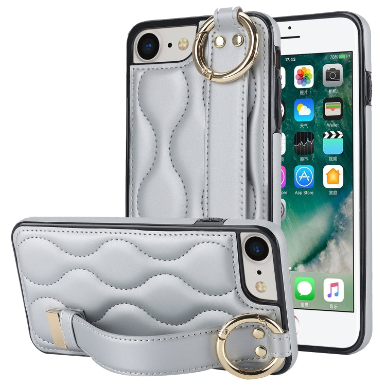 Non-slip Full Coverage Ring PU Phone Case with Wristband, For iPhone XS Max, For iPhone 7 Plus / 8 Plus, For iPhone 7 / 8