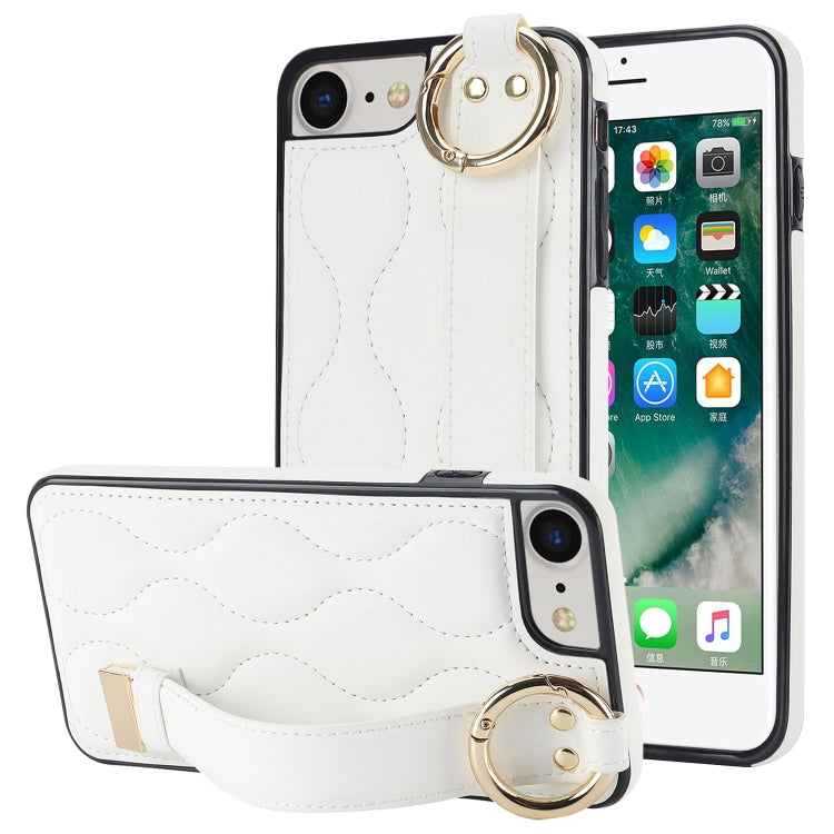 Non-slip Full Coverage Ring PU Phone Case with Wristband, For iPhone XS Max, For iPhone 7 Plus / 8 Plus, For iPhone 7 / 8