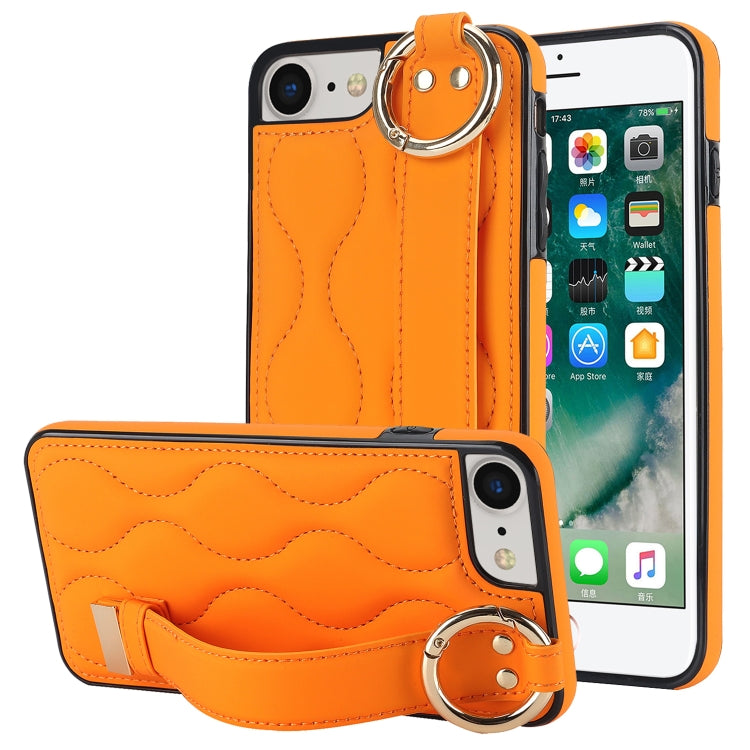 Non-slip Full Coverage Ring PU Phone Case with Wristband, For iPhone XS Max, For iPhone 7 Plus / 8 Plus, For iPhone 7 / 8