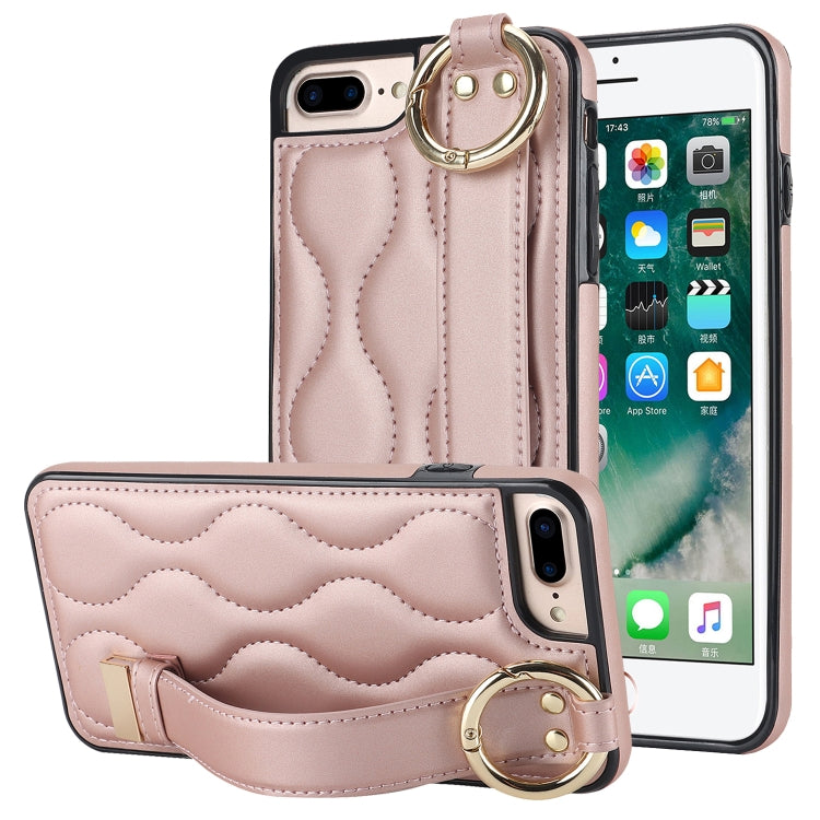 Non-slip Full Coverage Ring PU Phone Case with Wristband, For iPhone XS Max, For iPhone 7 Plus / 8 Plus, For iPhone 7 / 8