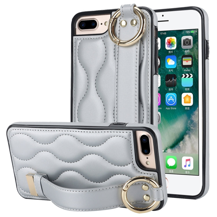 Non-slip Full Coverage Ring PU Phone Case with Wristband, For iPhone XS Max, For iPhone 7 Plus / 8 Plus, For iPhone 7 / 8