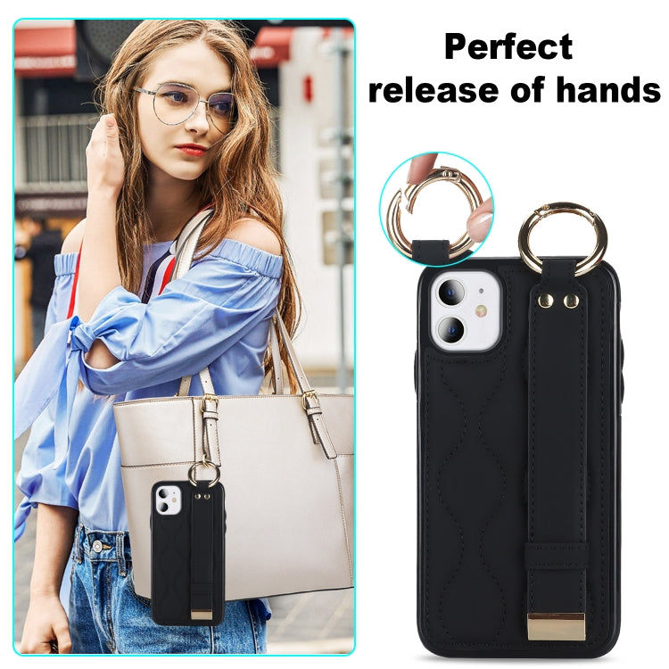 Non-slip Full Coverage Ring PU Phone Case with Wristband, For iPhone 11, For iPhone 11 Pro, For iPhone XS / X, For iPhone XR