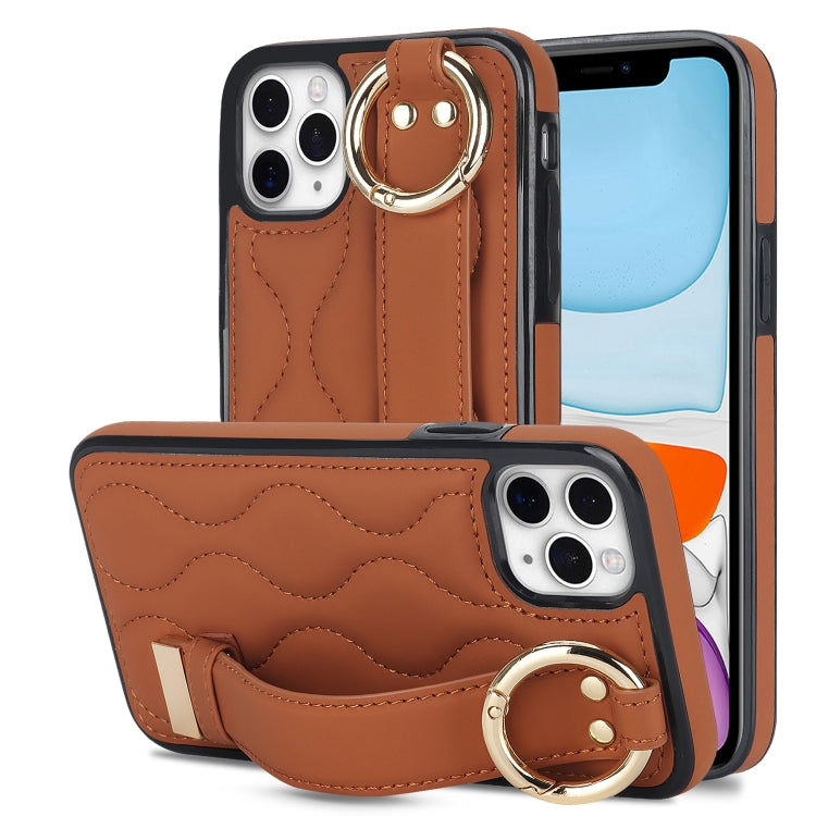 Non-slip Full Coverage Ring PU Phone Case with Wristband, For iPhone 11, For iPhone 11 Pro, For iPhone XS / X, For iPhone XR